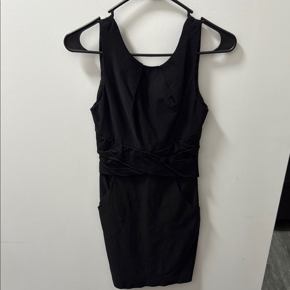 Teeze Me Black Sleeveless Sheath Mini Dress with Pockets